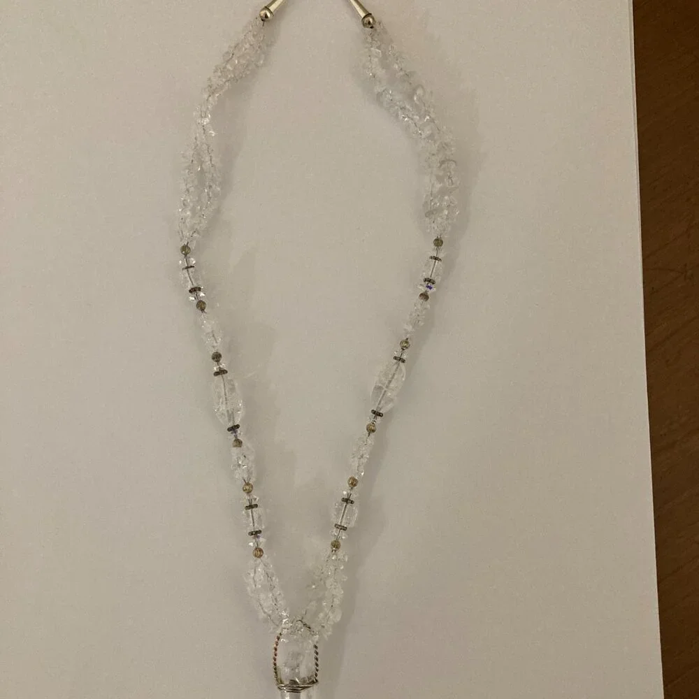 White Quartz and Crystal Necklace 18" Sterling Silver - Picture 7 of 9